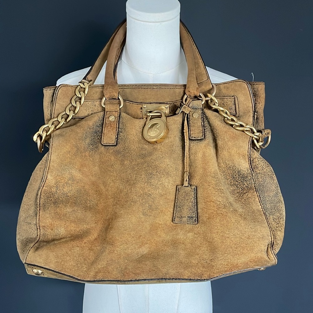 MICHAEL KORS suede boho bag with gold chain and lock
